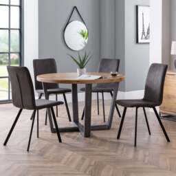 Monroe Set of 2 Dining Chairs, Charcoal Faux Linen - thumbnail 1