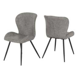 Quebec 4 Seater Wave Rectangular Dining Table with 4 Chairs, Grey Concrete Effect - thumbnail 2