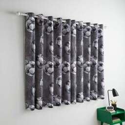 Sketched Football Blackout Eyelet Curtains - thumbnail 4