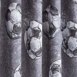 Sketched Football Blackout Eyelet Curtains - thumbnail 3