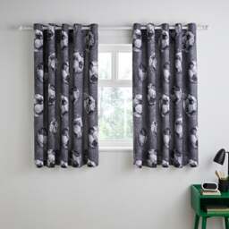 Sketched Football Blackout Eyelet Curtains - thumbnail 1