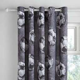 Sketched Football Blackout Eyelet Curtains - thumbnail 2