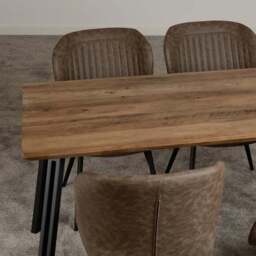 Quebec 4 Seater Rectangular Dining Table with 4 Chairs, Brown - thumbnail 5