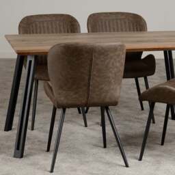 Quebec 4 Seater Rectangular Dining Table with 4 Chairs, Brown - thumbnail 1