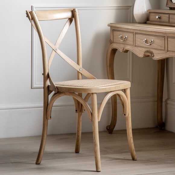 Cannock Set of 2 Dining Chairs, Oak & Rattan - image 1