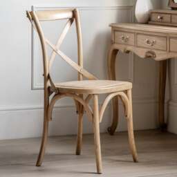 Cannock Set of 2 Dining Chairs, Oak & Rattan - thumbnail 1
