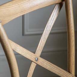Cannock Set of 2 Dining Chairs, Oak & Rattan - thumbnail 3