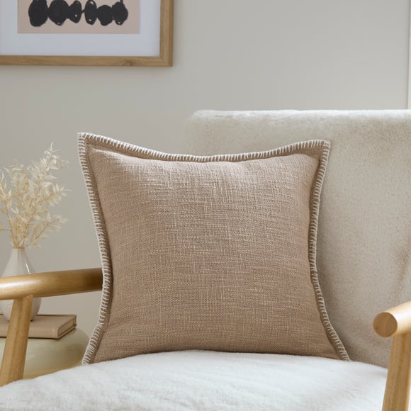 Blanket Stitch Textured Cotton Square Cushion Cover - image 1