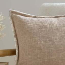 Blanket Stitch Textured Cotton Square Cushion Cover - thumbnail 2