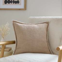 Blanket Stitch Textured Cotton Square Cushion Cover - thumbnail 1