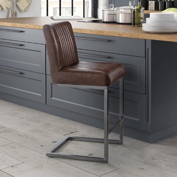 Brooklyn Set of 2 Bar Stools, Faux Leather - image 1