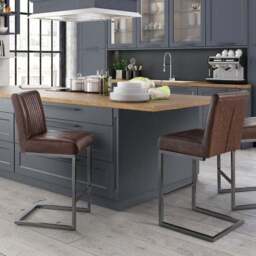 Brooklyn Set of 2 Bar Stools, Faux Leather - thumbnail 2