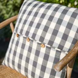 Gingham Buttoned Square Cushion - thumbnail 3