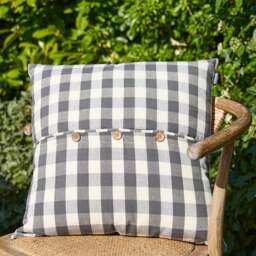 Gingham Buttoned Square Cushion