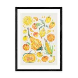East End Prints Yellow Harvest Of Fruit & Vegetables Framed Print - thumbnail 2