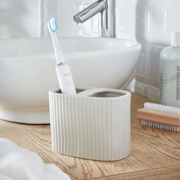 Ceramic Ribbed Electric Toothbrush Holder - image 1