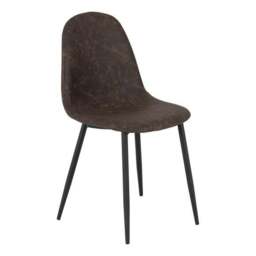 Athens Set of 2 Dining Chairs, Brown Faux Leather - thumbnail 2