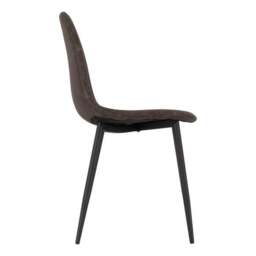 Athens Set of 2 Dining Chairs, Brown Faux Leather - thumbnail 4