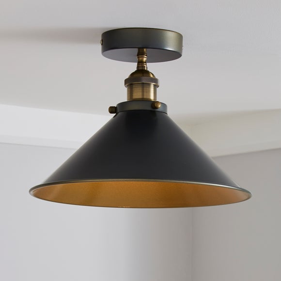 Logan Grey Industrial Semi Flush Ceiling Light - image 1