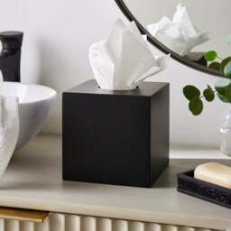 Black Square Resin Tissue Box Cover - thumbnail 1