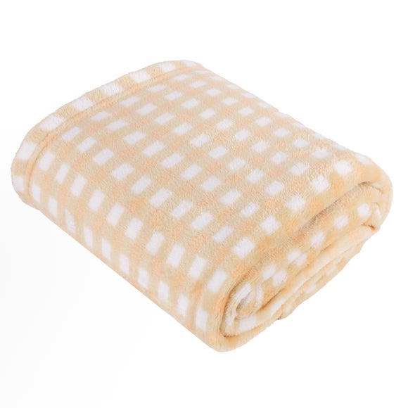 Furn. Gingham Fleece Throw Blanket 130cm x 150cm - image 1