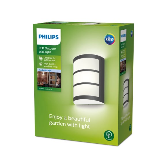 Philips Python Integrated LED Outdoor Wall Light, Cool White - image 1