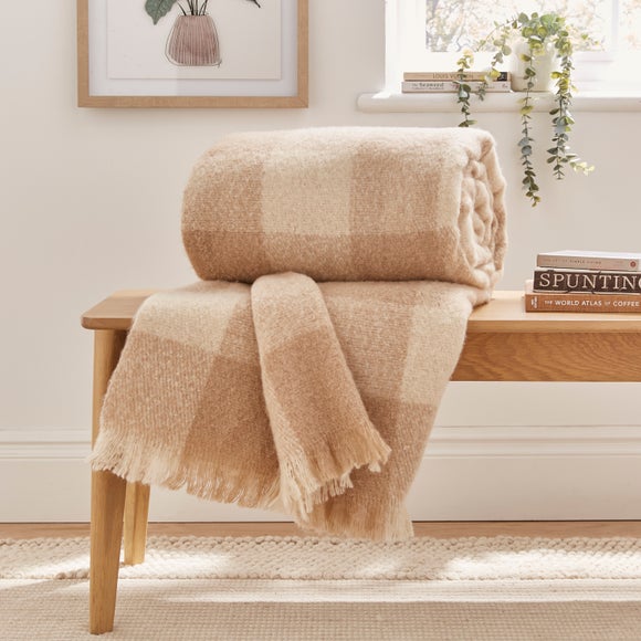 Cabin Check Faux Mohair Throw Blanket 235cm x 235cm - image 1