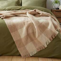 Cabin Check Faux Mohair Throw Blanket 235cm x 235cm - thumbnail 3