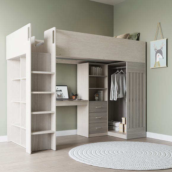 Jupiter Children's High Sleeper Bed, White & Grey - image 1