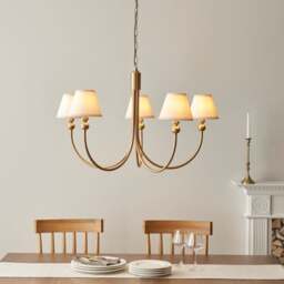 Vogue Javier 5 Light Adjustable Curve Pendant Light with White Vintage Lamp Shades - thumbnail 1