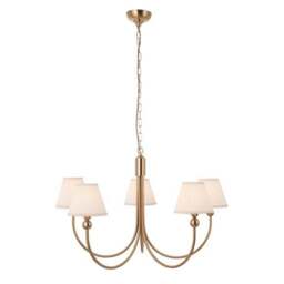 Vogue Javier 5 Light Adjustable Curve Pendant Light with White Vintage Lamp Shades - thumbnail 5