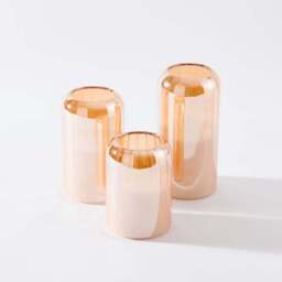 Set of 3 Amber Glass Domed LED Candles - thumbnail 3