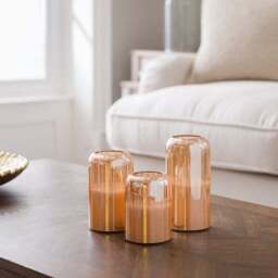 Set of 3 Amber Glass Domed LED Candles - thumbnail 2