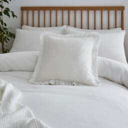 Cotton Muslin Frilled Cushion Cover