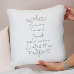 Personalised Grey Floral Square Cushion - thumbnail 3