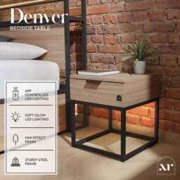 XR Living Denver Bedside Table with App Controlled LED Lights - thumbnail 2