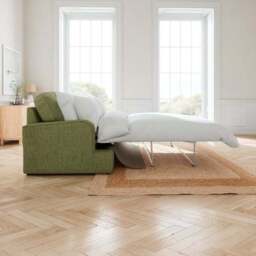 Martha 2 Seater Double Sofa Bed, Slub Faux Linen - thumbnail 2