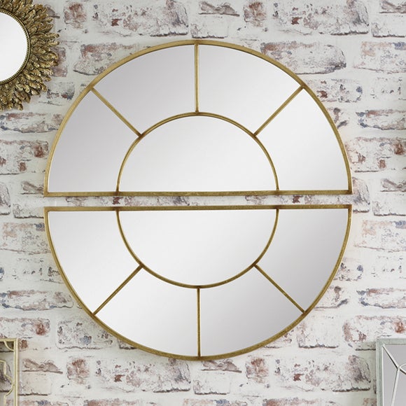 Window 2 Section Round Wall Mirror - image 1