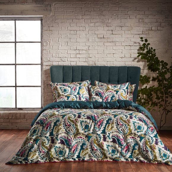 EW by Edinburgh Weavers Aretha Paisley Teal 100% Cotton Sateen Duvet Cover & Pillowcase Set - image 1