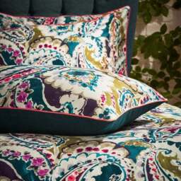 EW by Edinburgh Weavers Aretha Paisley Teal 100% Cotton Sateen Duvet Cover & Pillowcase Set - thumbnail 2