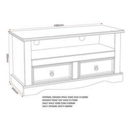 "Corona 2 Drawer TV Unit for TVs up to 42""" - thumbnail 4