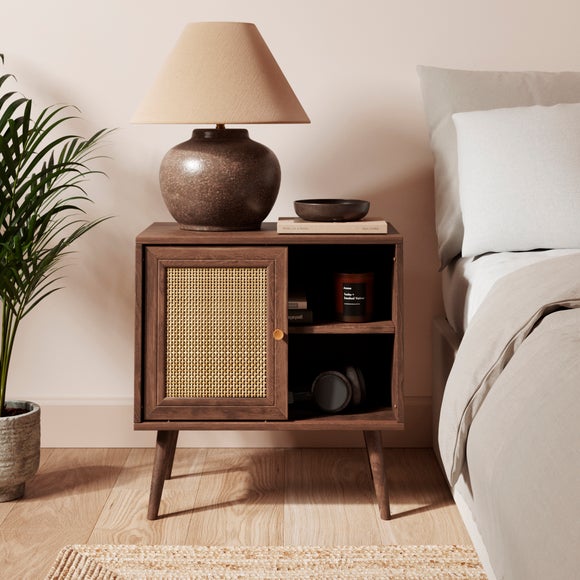 Jordyn Wide Bedside Table, Mango Wood Effect - image 1