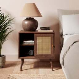 Jordyn Wide Bedside Table, Mango Wood Effect - thumbnail 2