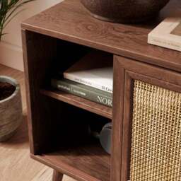 Jordyn Wide Bedside Table, Mango Wood Effect - thumbnail 3