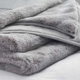 Dorma Purity Faux Fur Grey Bedspread - thumbnail 2