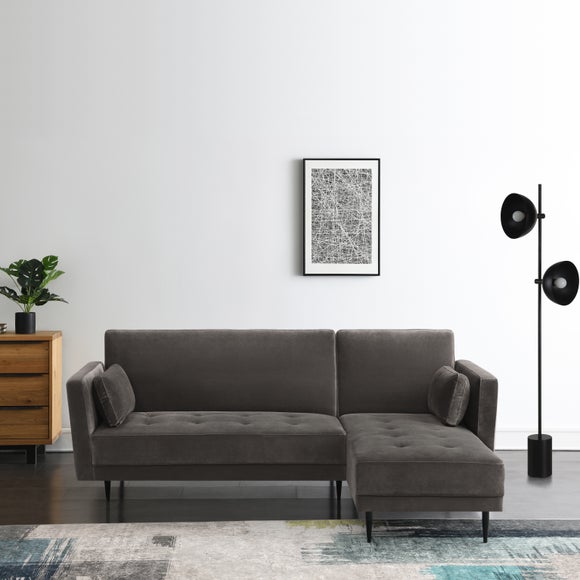 Selma Velvet Corner Double Sofa Bed - image 1