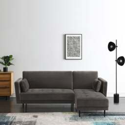 Selma Velvet Corner Double Sofa Bed - thumbnail 1