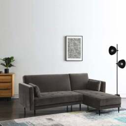 Selma Velvet Corner Double Sofa Bed - thumbnail 2