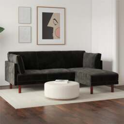 Clair Velvet Sprung Seat Corner Chaise Double Sofa Bed - thumbnail 1