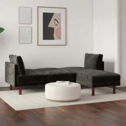 Clair Velvet Sprung Seat Corner Chaise Double Sofa Bed - thumbnail 2